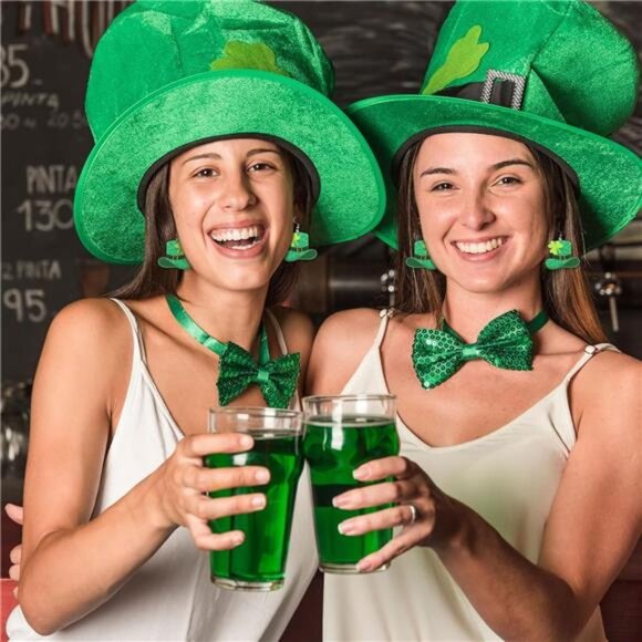 2 Pairs St. Patrick's Day Earrings - Green Hat & Shamrock Jewelry for Women - Picture 4 of 8